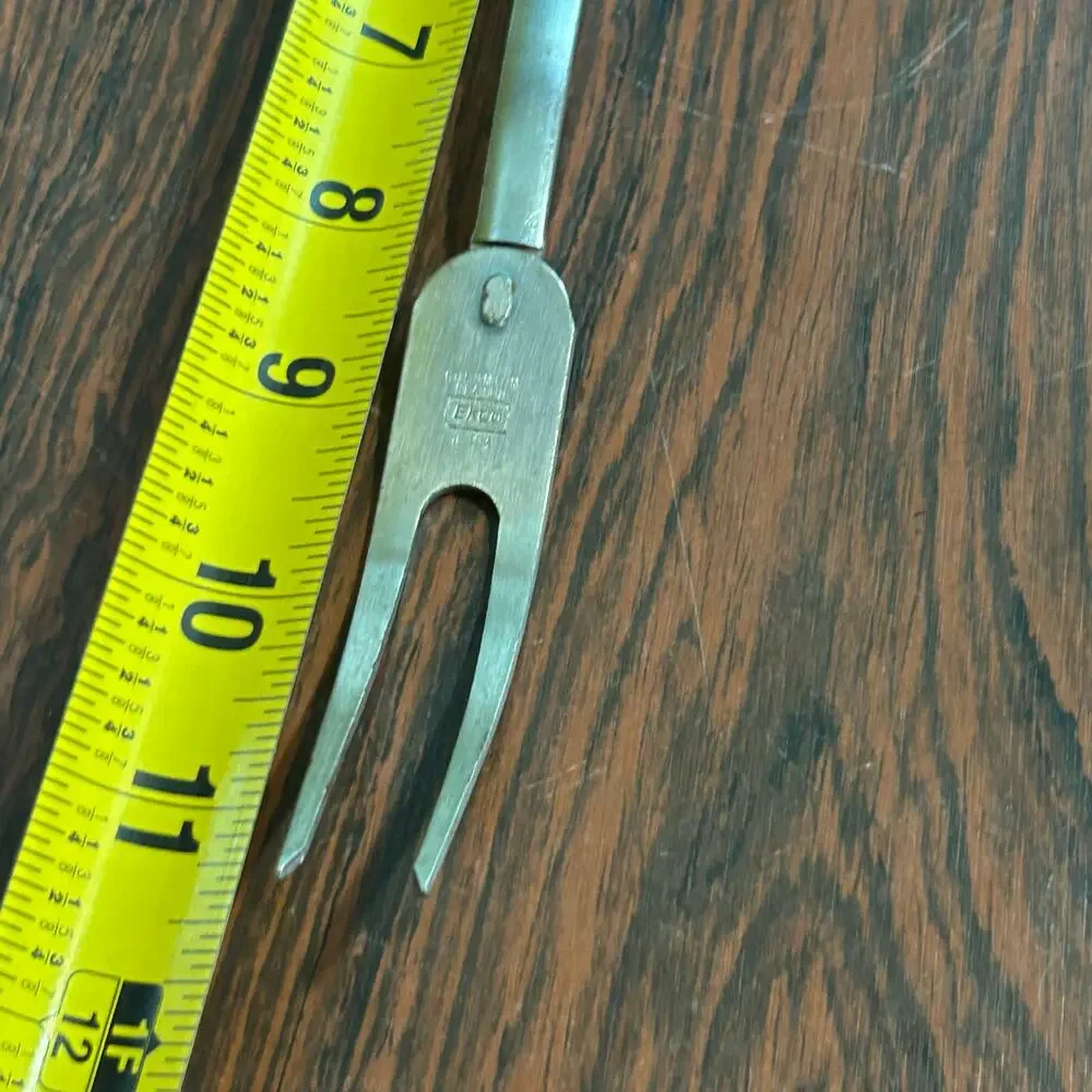 Vintage EKCO Carving Fork – White & Black Handle with Blue Folk Art Design